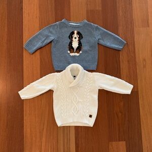 Janie & Jack Dog Sweater and Ivory Cable Knit Sweater